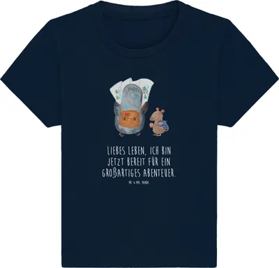 Produktbild von Mr. & Mrs. Panda  T-Shirt Pinguin & Maus Wanderer 24. - 36. Monat - French Navy - Geschenk, Babyshirt, Ausflug, Pinguine, Wandern, Kinder Oberteil, Top, Baby Shirt