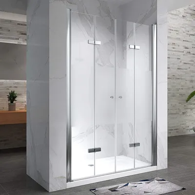Produktbild von i-flair Duschfalttüren 80-84 cm - Höhe: 195 cm, Duschabtrennung aus 6 mm teilsatiniertem ESG Sicherheitsglas mit Nanobeschichtung