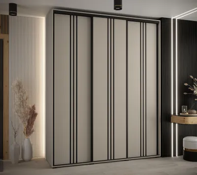 Obrázek produktu pro Šatní skříň INDIRA 6 - 190/45 cm, kašmír / černá