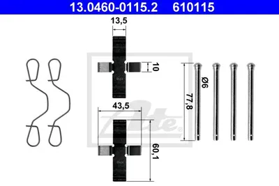 Produktbild von 8x ATE 13.0460-0115.2 Zubehörsatz Scheibenbremsbelag Vorne für VW Polo Coupe (86C, 80) GOLF I (17) Polo Schrägheck (86C, 80) Polo Classic (86C, 80)