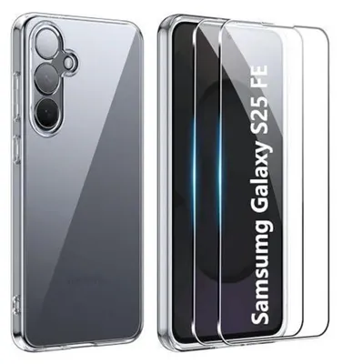 Obrázok produktu pre Ochranný obal pre Samsung Galaxy S25 FE + 2 ochranné fólie, priehľadný, TPU, proti poškriabaniu, nárazuvzdorný
