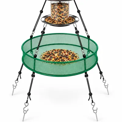 Produktbild von Vogelfutterspender Garten, wetterfester Wildvogelfutterspender mit Erdspießen, hängender Vogel Futterkorb 50,8cm, für Garten Balkon Terrasse