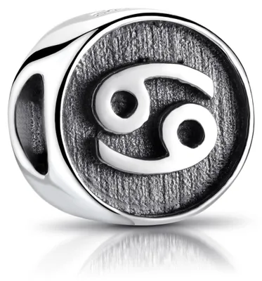 Produktbild von MATERIA Krebs Sternzeichen Beads Silber 925 Anhänger rund antik Damen Herren für Armband oder Kette 585