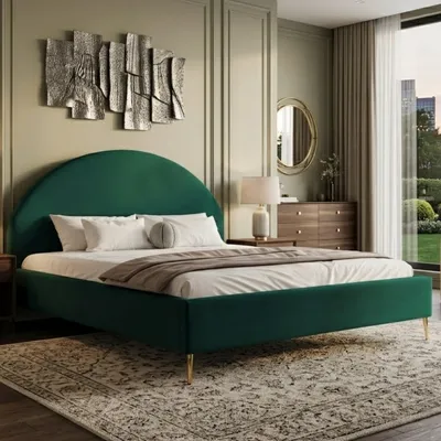 Produktbild von GOLDSTOFF Polsterbett CELESTE mit Stauraum | Doppelbett 120x200 cm | Bett mit Bettkasten, Kopfteil & Lattenrost kompatibel (Dunkelgrün)