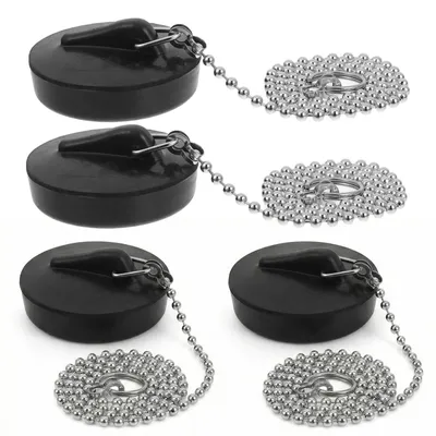 Productafbeelding van Afvoerstoppen - 4 stuks rubberen wastafelstoppen met 40 cm ketting - Ø 40-45 mm, geschikt voor spoelbakken, badkuipen en wastafels