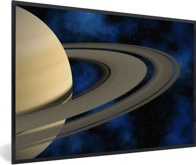 Produktbild von MuchoWow® Gerahmtes Poster Saturn gegen einen dunkelblauen Himmel 90x60 cm - Poster mit Schwarzem Bilderrahmen Wandposter Rahmen Foto Bilder - Fotorahmen - Foto-Plakat