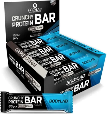 Produktbild von BODYLAB Crunchy Protein Bar Deluxe - 12x65g - Cookies & Cream