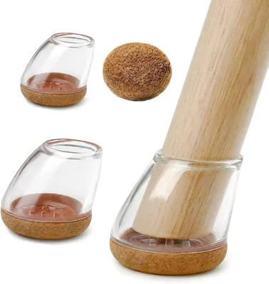 Obrázok produktu pre Chrániče nôh stoličiek 24 ks, pre šikmé stoličky 15°-25°, priemer 20-25 mm, priehľadné, pre drevené podlahy