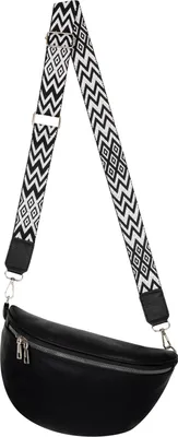 Produktbild von Bauchtasche (76232) Umhängetasche Crossbody-Bag Hüfttasche Kunstleder Italy-Design BLACK