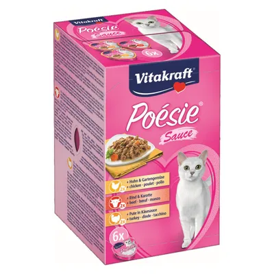 Produktbild von Vitakraft Katzenfutter Poesie Sauce, Multipack - 6 Schalen
