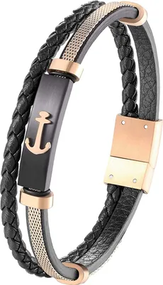 Produktbild von Karisma Männer Mehrreihiges Lederarmband Platte Edelstahl Elemente Länge 21cm BLQ255 - Silber