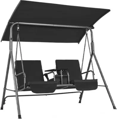 Produktbild von Famanu Schwingbank mit verstellbarem Sonnenschutz - Schwarz