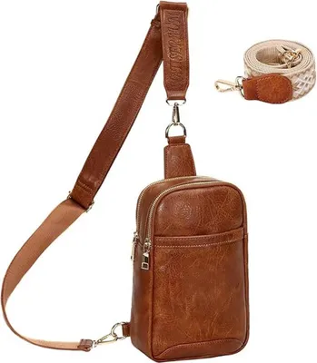 Produktbild von Umhängetasche Crossbody Bag Damen Brusttasche Rucksack Schultertasche Braun