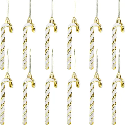 Produktbild von 12 Stück Zuckerstangen Glitzernd Weihnachten Deko Weihnachtsbaumschmuck Weihnachtsbaum Anhänger, Rot und Weiß, 13 cm