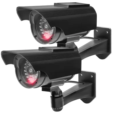 Image de 2 caméras factices solaires avec LED rouges