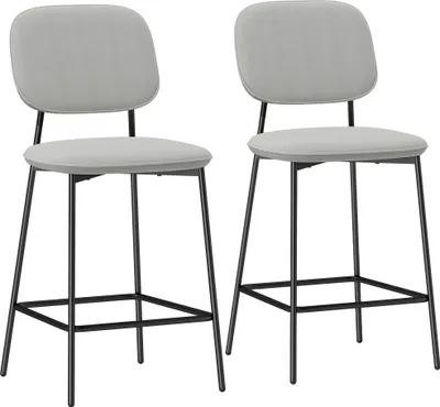 Produktbild von HOMCOM 2er-Set Barhocker, Bistrohocker mit Fußstütze, Barstuhl, Samt-Bezug