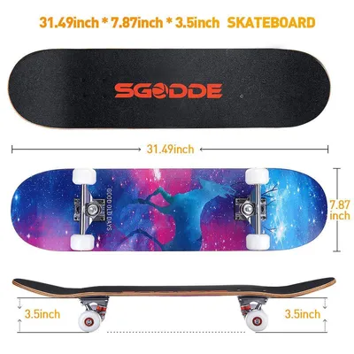 Produktbild von SGODDE Komplett-Skateboard 31", 7-lagiges Ahornholz-Deck, ABEC-7 Lager, robustes Profi-Skateboard für Jugendliche und Erwachsene