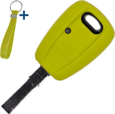 Produktbild von Auto Schlüssel Silikon Schutz Hülle + Schlüsselband Apfelgrün kompatibel mit FIAT Panda Brava Bravo Punto Stilo 1 Tasten Funk Fernbedienung