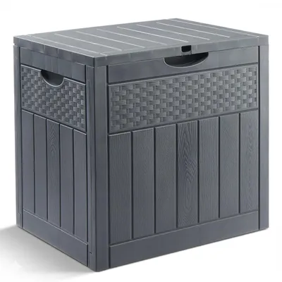 Produktbild von FCH Gartenbox Wasserdicht, 126L Kunststoff-Aufbewahrungsbox – für Garten, Terrasse, Balkon, 56x43x53 cm, Grau