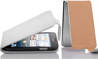 Produktbild von Cadorabo Schutzhülle für Huawei ASCEND G510 / G520 / G525 Hülle in Weiß Flip Etui Handyhülle Case Cover Kunstleder