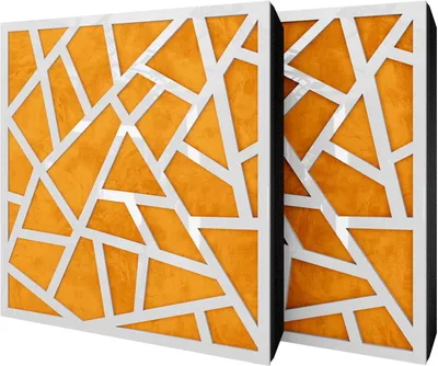 Produktbild von 2er-Pack – Akustikpaneel mit Samtstoff und Befestigungsset | 50x50x5cm | Schallabsorption-Diffusion-Schalldämmung | [SKYROSS -Weißer Kunststoff|Gelb]