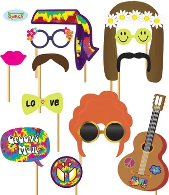 Obrázek produktu pro Fotokoutek - foto doplňky Hippies - Hipísáci - 12 ks