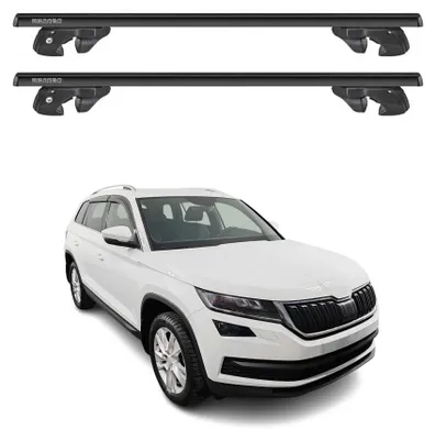 Imagen del producto de Soportes básicos para portaequipajes, compatibles con Skoda Kodiaq I (2016-2021, modelo anterior a la actualización), aluminio, con color negro, juego de 2 piezas, Imagen generada por IA