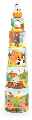 Immagine prodotto di Fattoria Janod - Pollo a torre impilabile - Giocattolo educativo per bambini