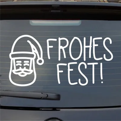Produktbild von Heckscheibenaufkleber Fohes Fest Santa Claus Weihnachten Christmas 55x27 cm Weiss Glanz Auto Aufkleber Sticker