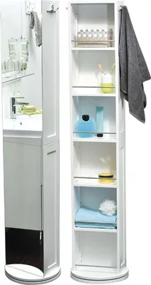 Produktbild von Tendance Badezimmerschrank mit schwenkbarem Spiegel weiß MDF-Platte Glas 36x36x169,5 cm