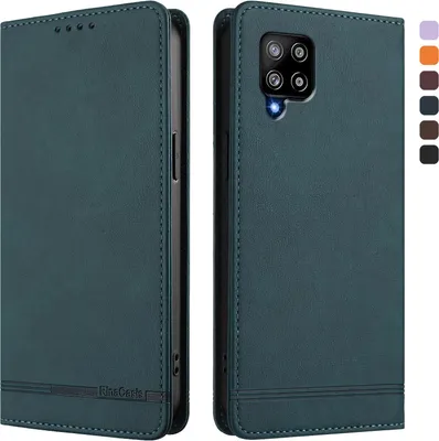 Produktbild von Hülle für Samsung Galaxy A42 5G, Retro Kunstleder Ständer Klapphülle mit Kartenfächer und Magnetische Grün