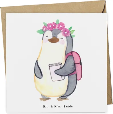 Produktbild von Mr. & Mrs. Panda Grußkarte Studentin Herz - Weiß - Geschenk, Glückwunschkarte, doppelkarte, anlasskarte, Klappkarte, faltkarte