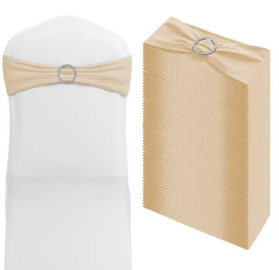Produktbild von TANYEAR 30 Stück Stuhlschärpen aus Elasthan, Elastische Stuhlbänder, Stretch-Stuhldekoration für Hochzeit, Bankett & Party, Champagner