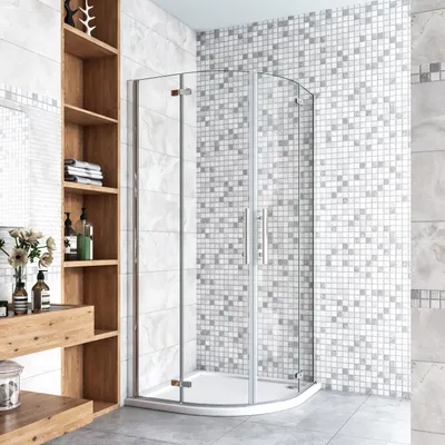 Produktbild von 90x90x195cm Duschabtrennung Viertelkreis Runddusche Eckeinstieg 6mm Sicherheitsglas Duschkabine Duschwand Dusche Duschtür