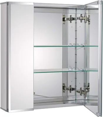 Produktbild von Spiegelschrank Badezimmer mit verstellbaren Regalen - 50 x 61 cm - gehärtetes Glas