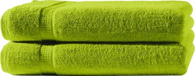 Produktbild von 2 Badetücher grün 100x150 cm Set Baumwolle Frottee Badetuch groß XXL weich