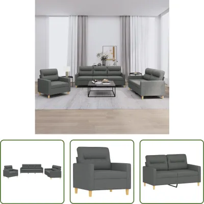 Produktbild von The Living Store 3-tlg. Sofagarnitur mit Kissen Dunkelgrau Stoff