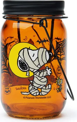 Halloween-Laterne Teelichthalter, orange, Glas, 7,5 x 13 cm