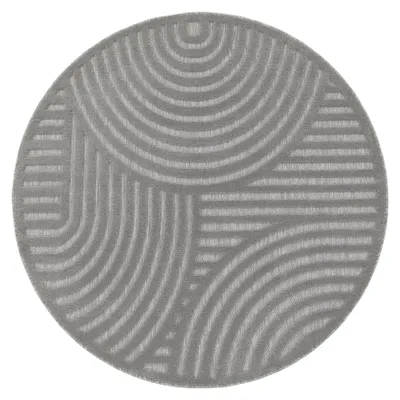 Immagine prodotto di Tappeto da esterno resistente alle intemperie Boho & Skandi effetto 3D per terrazza, balcone e giardino Dimensioni 120 cm rotondo