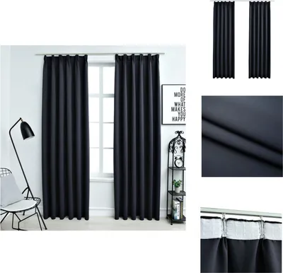 Obrázek produktu pro vidaXL Zatemňovací závěsy s háčky 2 ks. Antracit 140x245cm - Záclony a závěsy