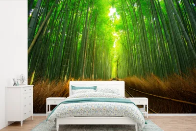 Produktbild von MuchoWow® Fototapete für Wohnzimmer oder Schlafzimmer Wandtapete Vinyl Motivtapete Weg durch den Wald - 330x220 cm - Fototapeten