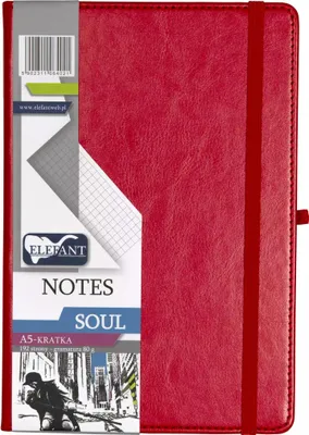 Zdjęcie produktu dla Elefant Notes A5 Soul Czerwony - Notes W Kratkę, Wysokiej Jakości