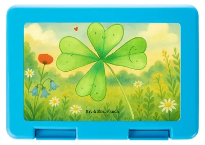 Produktbild von Mr. & Mrs. Panda Lunchbox Blume Kleeblatt Design - Weiß - Geschenk, Glück, Umzug, Bento Box, Vorratsbehälter, Snackbox, Bentobox, Jobwechsel, Motivation, Vesperbox
