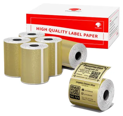 Thermoetiketten gold-glitzernd 40x30 mm, 6 Rollen, 1380 Stück