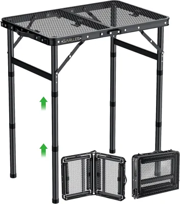 Productafbeelding van Inklapbare buitentafel van aluminium in zwart, tafelblad 58 x 40 cm, hoogte verstelbaar