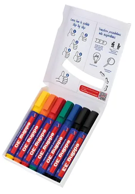 Obrázok produktu pre Edding Farebná súprava na flipchart Permanentný popisovač čierny - modrý - zelený - oranžový - červený - žltý 7 ks (4-3033-7)
