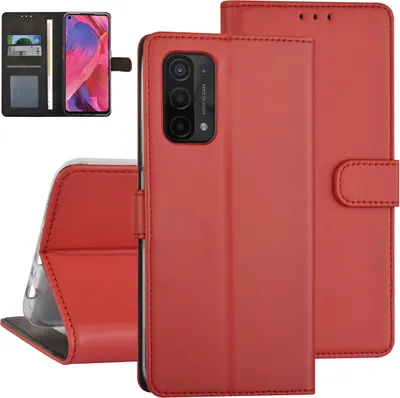 Produktbild von Oppo A74 5G & Oppo A54 5G Book type case - Card holder - Magnetic closure - Red