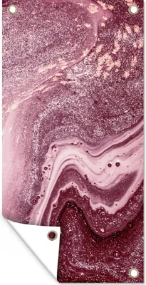 Produktbild von MuchoWow® 30x60 cm Outdoor-Poster Gartendeko Sichtschutz Garten Poster für den Garten  Naturstein - Rosa - Glitter