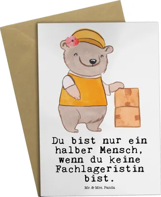 Produktbild von Mr. & Mrs. Panda firmungskarte Fachlageristin Herz - Weiß - Geschenk, osterkarte, Ausbildung, hochzeitskarten, einladungskarten, weihnachtskarten, Grußkarte, Lustig