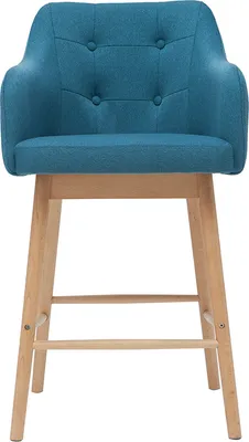 Produktbild von Miliboo - Skandinavische Barhocker aus entenblauem Stoff und Holz H65 cm (2er-Satz) BALTIK